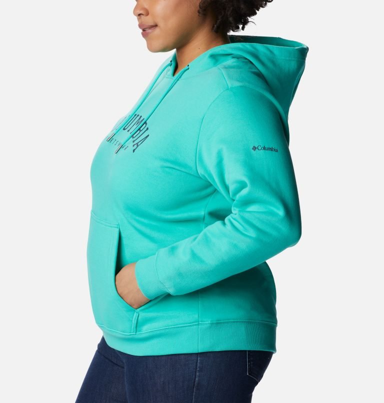 Women's Columbia Logo Hoodie Turquoise | Plus Size CA-FA43C